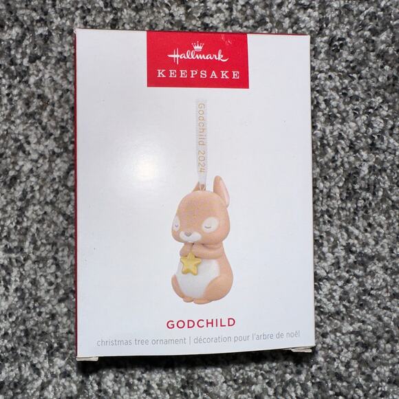 Hallmark Other - Hallmark Keepsake 2024 "GODCHILD" Porcelain Bunny Christmas Ornament, NEW